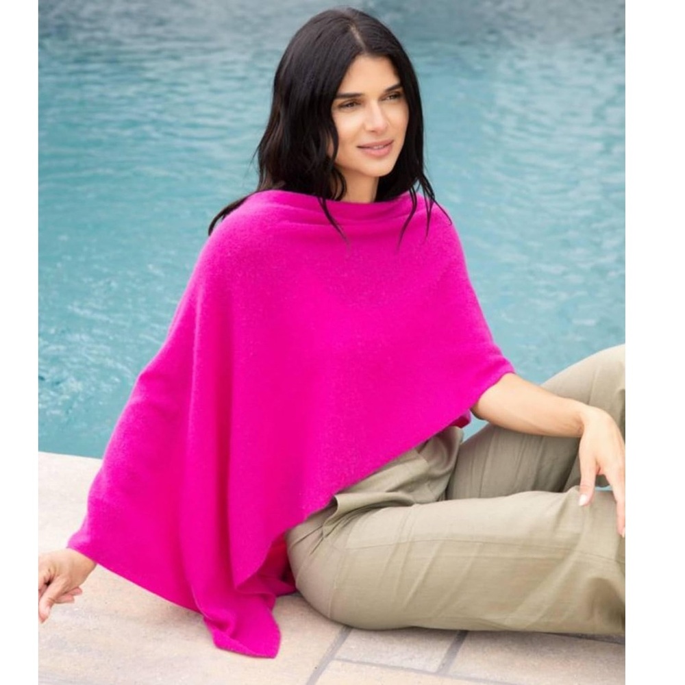 NWT Alashan Pink 100% Cashmere Draped Dress Topper Poncho